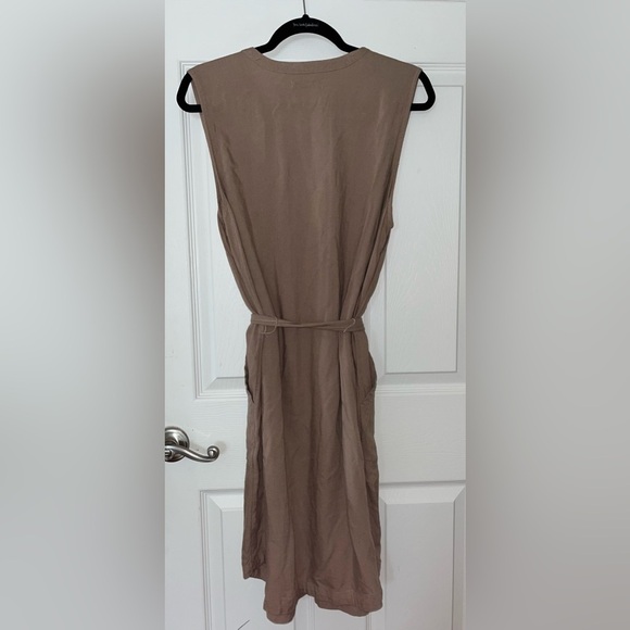 Sonoma Linen Blend Brown Sleeveless Button-Up Dress - Picture 4 of 4